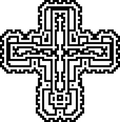 Cross with black and white patterns . 