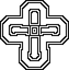 Cross with black and white patterns . 