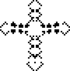 Cross with black and white patterns . 