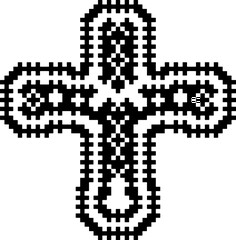 Cross with black and white patterns . 