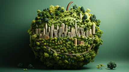 World Food Day Concept. World food day 3d concept- earth in apple shape. Food Day conceptual background