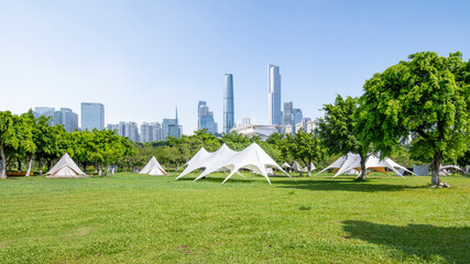 Guangzhou Urban Architecture and Park Camping Grassland