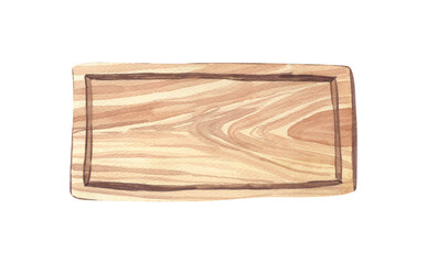 Watercolor wood plank board. Textured hand-drawn illustration isolated on white background. Rustic board perfect for card, design, hike and walks, eco style