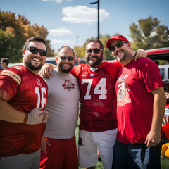 Friends at a football tailgate 