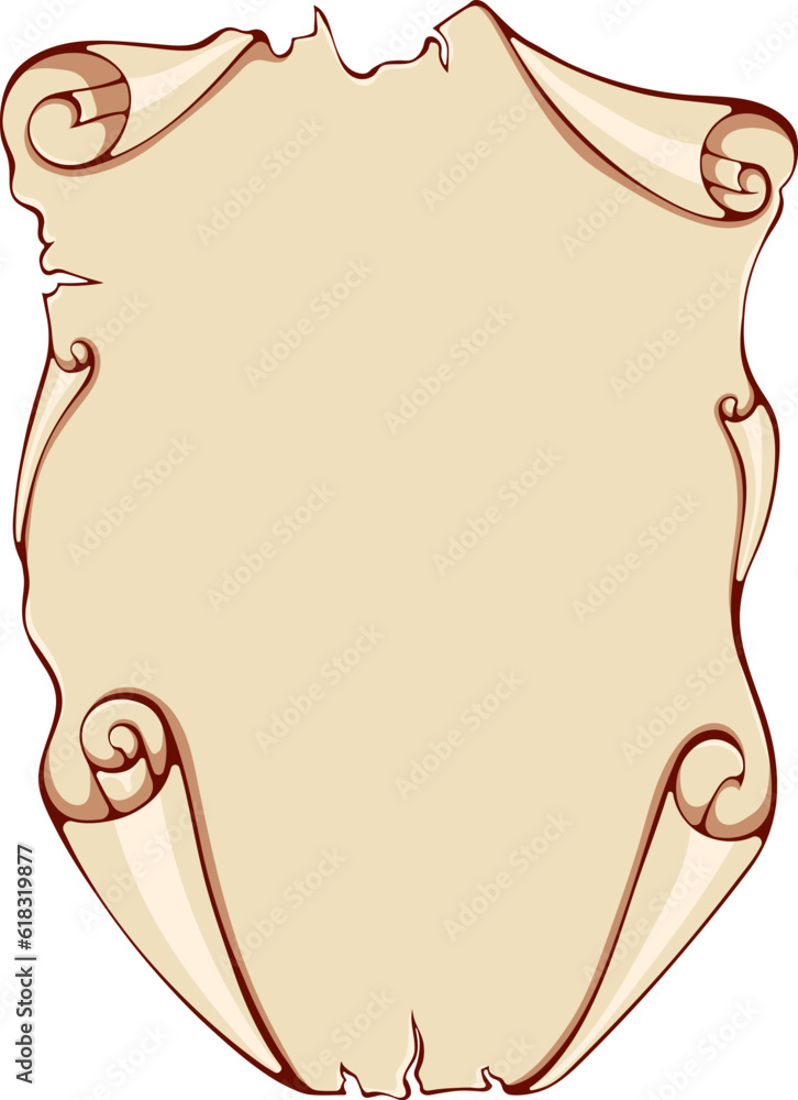 Poster vertical scroll old paper. ancient scroll with copyspace. vector illustrations in color cartoon styl