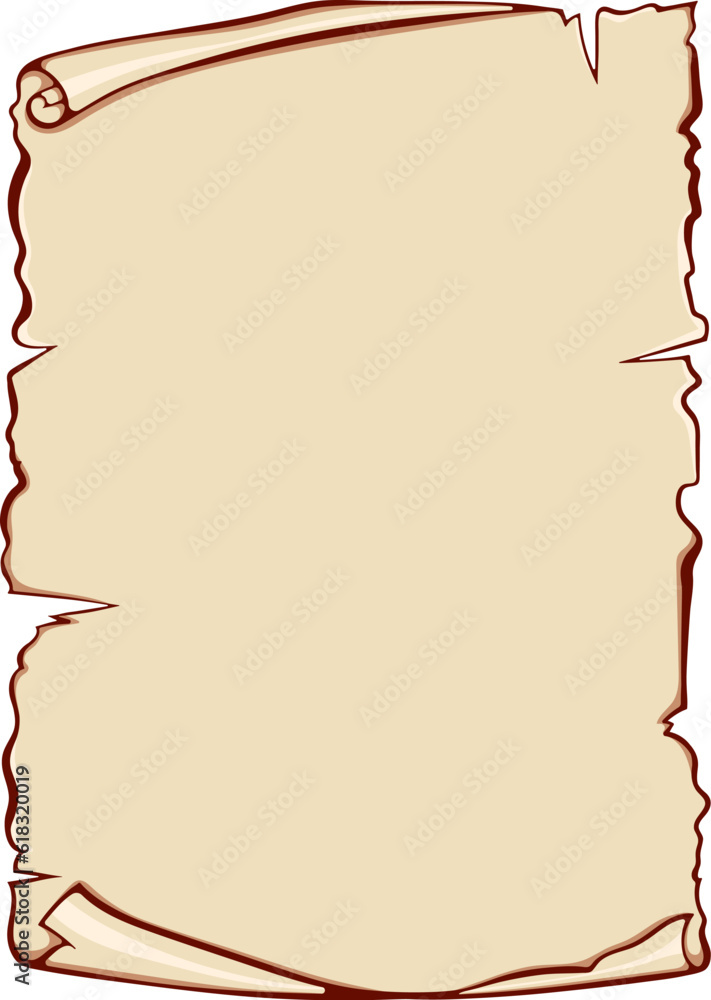 Aufkleber vertical scroll unrolled old papyrus. ancient scroll with copyspace. vector illustrations in color c