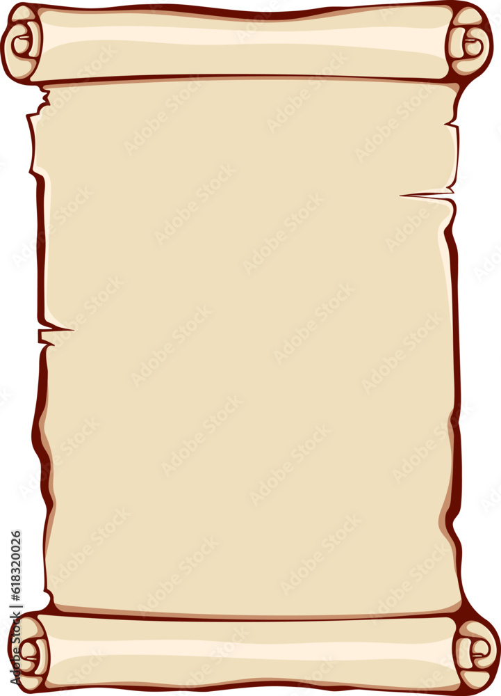 Aufkleber vertical scroll unrolled paper. ancient scroll with copyspace. vector illustrations in color cartoon