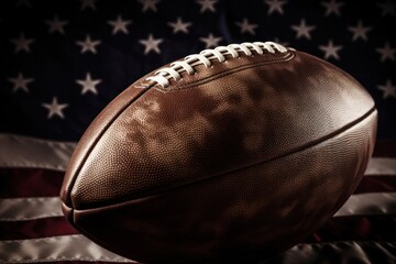 American Football With American Flag Background Generative AI