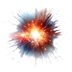 a burst of radiant particles emanating abstract shape, 3d render style, isolated on a transparent background, generative ai