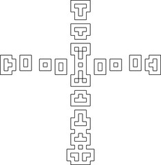 Cross with black and white geometrical patterns .  Line Art.