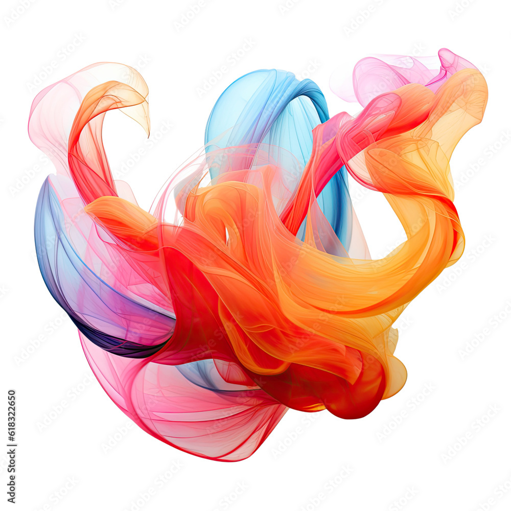 Canvas Prints a swirl of vibrant neon colors abstract shape, 3d render style, isolated on a transparent background
