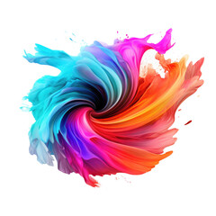 a swirl of vibrant neon colors abstract shape, 3d render style, isolated on a transparent background, generative ai