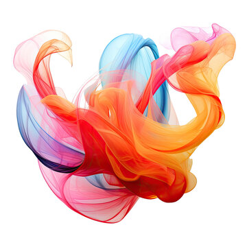 a swirl of vibrant neon colors abstract shape, 3d render style, isolated on a transparent background, generative ai