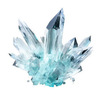 blue formation of levitating crystalline shards abstract shape, 3d render style, isolated on a transparent background, generative ai