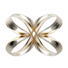symmetrical arrangement of interconnected metallic abstract shape, 3d render style, isolated on a transparent background, generative ai