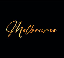 decorative 3d gold melbourne text on black background