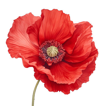 Red Poppy Flower Isolated On Transparent