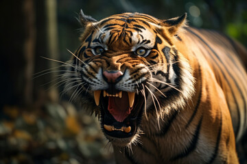 Illustration of a bengal tiger in the jungles. Generative AI.