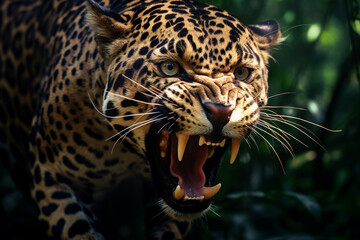 Fototapeta na wymiar Illustration of a jaguar in the jungles of South America. Generative AI. 