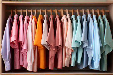 A rack with some colorful shirt