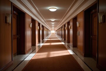 photo of empty hotel hallway Photography AI Generated