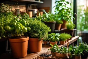 Fototapeta na wymiar microgreens in the kitchen. Healthy eating concept. Fresh garden produce organically grown as a symbol of health. Microgreens closeup. Generative AI