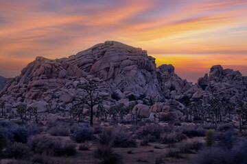 Sunset on the Rocks, Joshua Tree National Park, California. California, USA