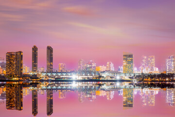 Fototapeta na wymiar View of cityscape at Night , San Diego, California, USA