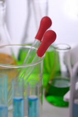 laboratory equipment in laboratory, abstract science background