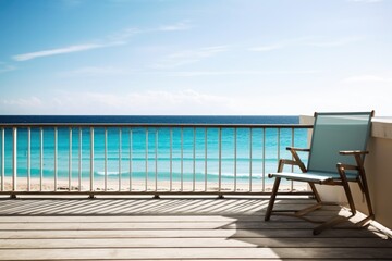 Fototapeta na wymiar photo of hotel balcony with beach view Photography