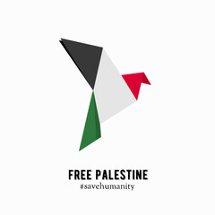 illustration vector of origami dove,symbol of peace,free palestine and stop war 