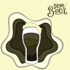 Colored layered background with beer cup Vector