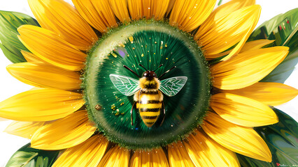Illustration of a bee on a flower, AI generated Illustration