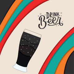 Colored layered background with beer cup Vector