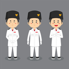 Avatar of a Indonesian Flag Bearer Character with Various Expression