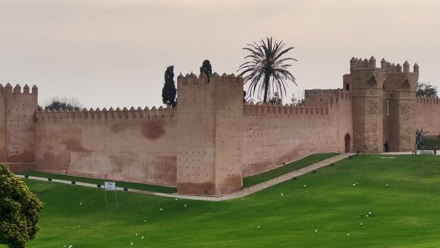 Green public space next to Bab Chellah in Rabat, Morocco