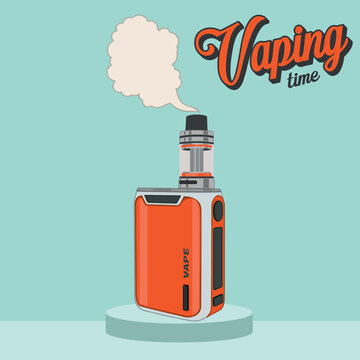 Colored vaping time concept electronic cigarette Vector
