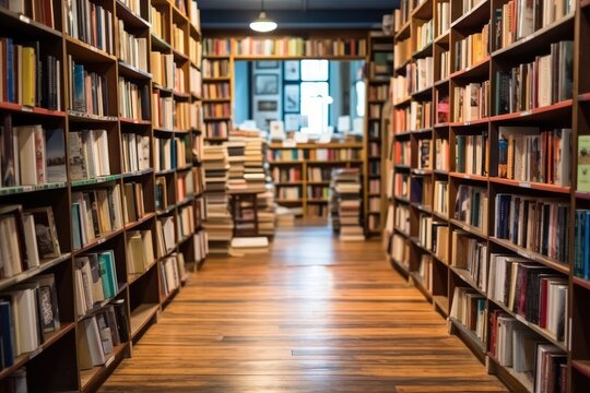 stock photo of empty bookstore full of book