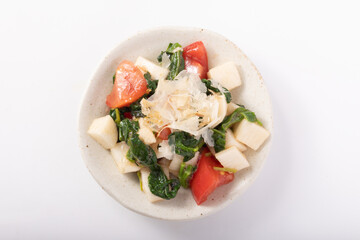 モロヘイヤと長芋とトマトのサラダ