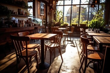 Fototapeta na wymiar photo of inside empty coffee shop Photography AI Generated