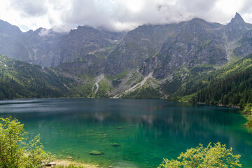 Naklejka na ściany i meble Morskie Oko the second largest lake in the Tatra Mountains, Poland