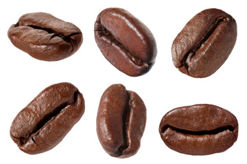 Aromatic roasted coffee beans isolated on white