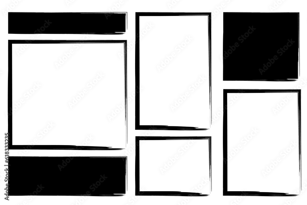 Poster set square and rectangle shapes of grunge style. vector illustration. stock image.