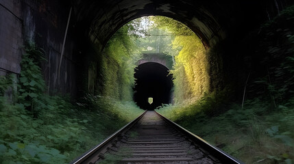 railway tunnel, front view generative ai