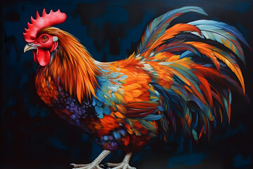 Fototapeta premium 3d abstract painting of a rooster crowing ,generative ai