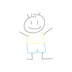 Isolated colored cute boy kid sketch Vector