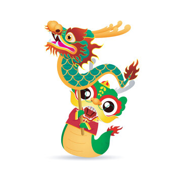 Happy Chinese new year 2024 and little dragon in year of the dragon zodiac Capricorn calendar poster design gong xi fa cai Background illustration vector, Translate happy new year