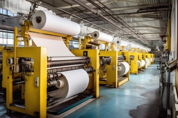photo of inside textile factory line production view Photography