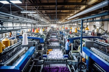 photo of inside textile factory line production view Photography