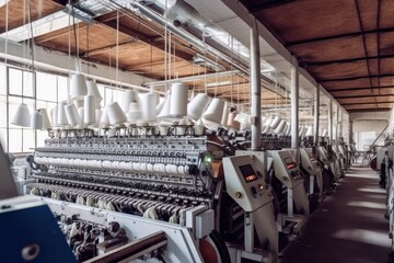 photo of inside textile factory line production view Photography